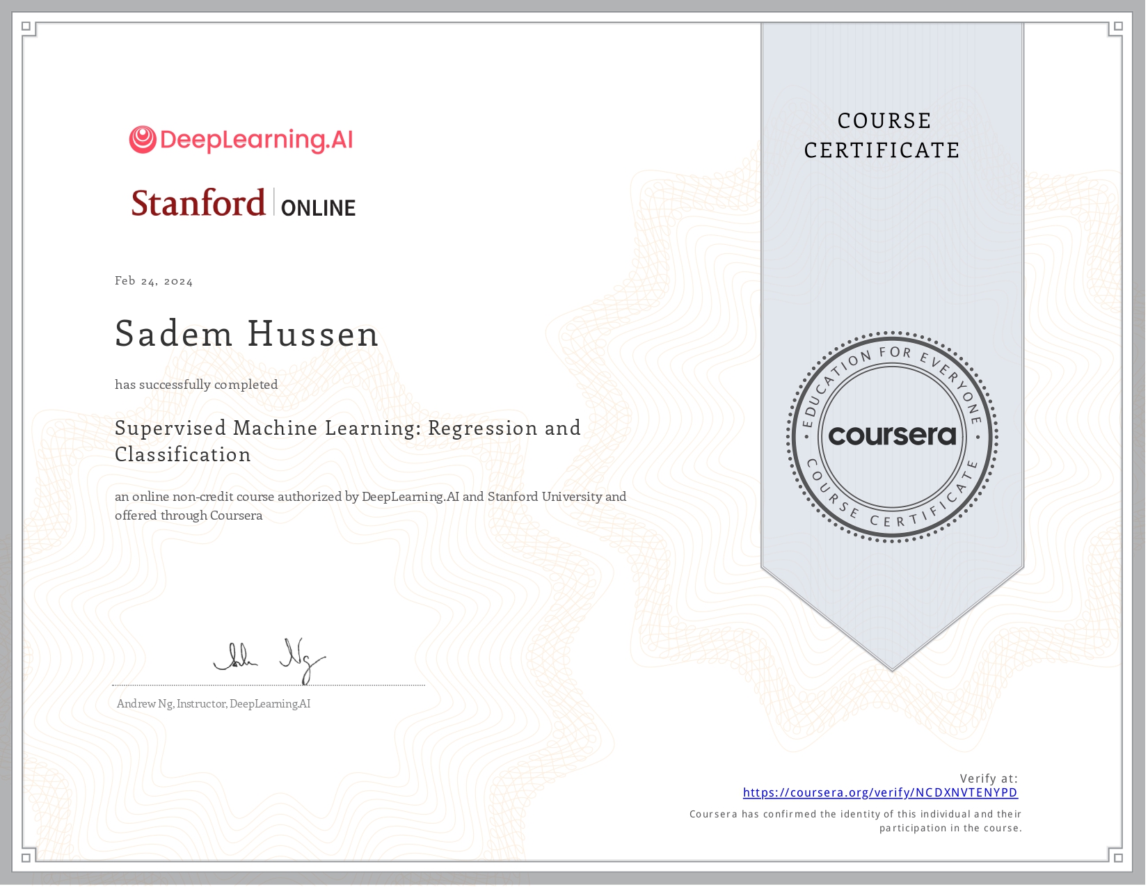 Machine Learning Certificate